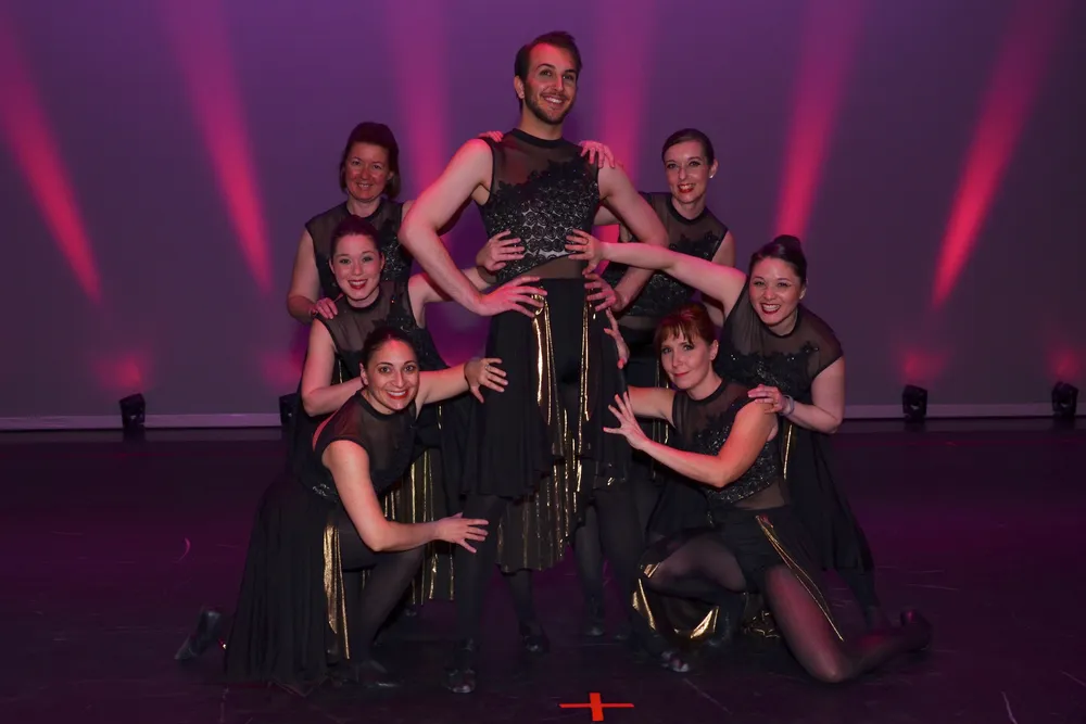 Adult dance class performance group