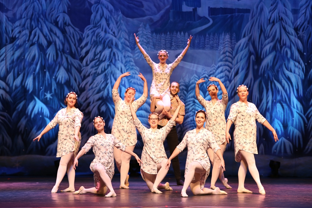 Adult dance students performing